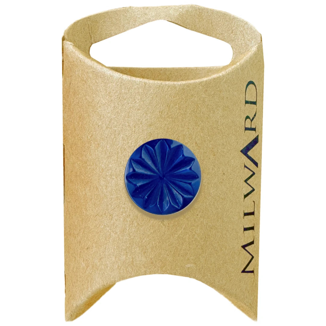 Milward Green Carded Navy 15mm (24L) Polyester Shank Flower Cut Button