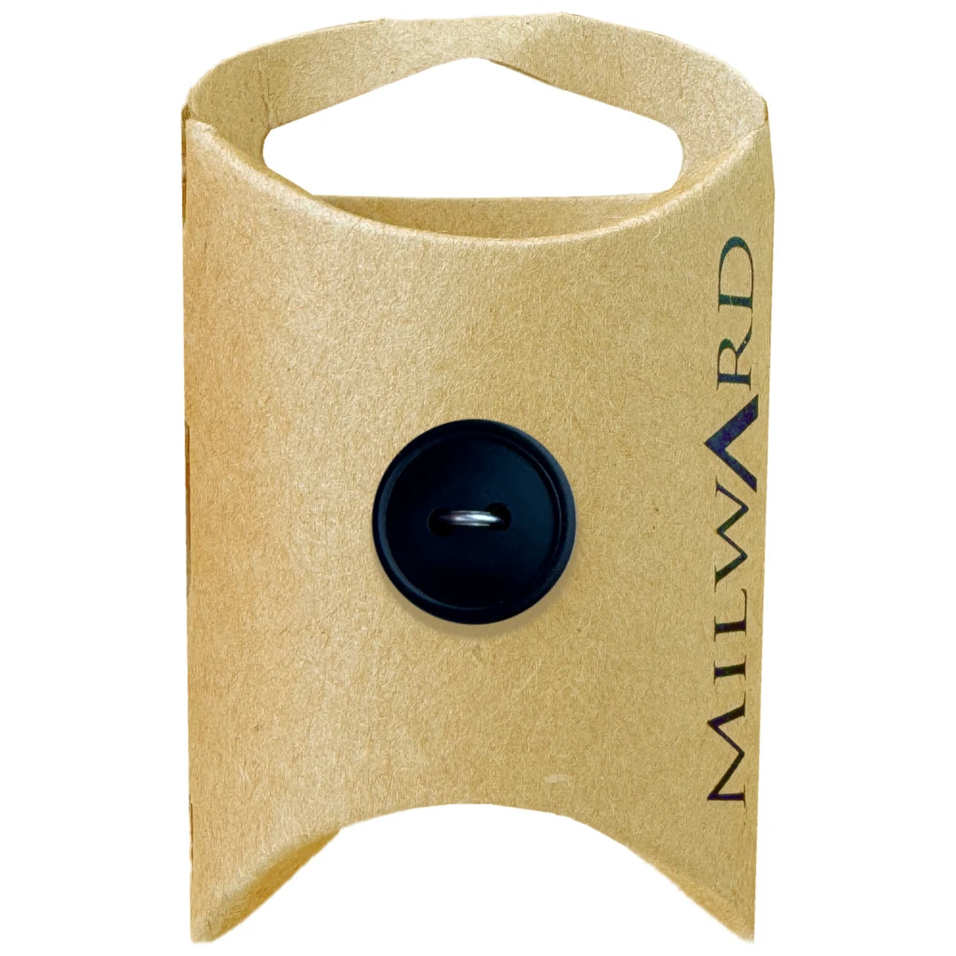 Milward Green Carded Black 15mm (24L) Nylon 2-Hole Basic Button