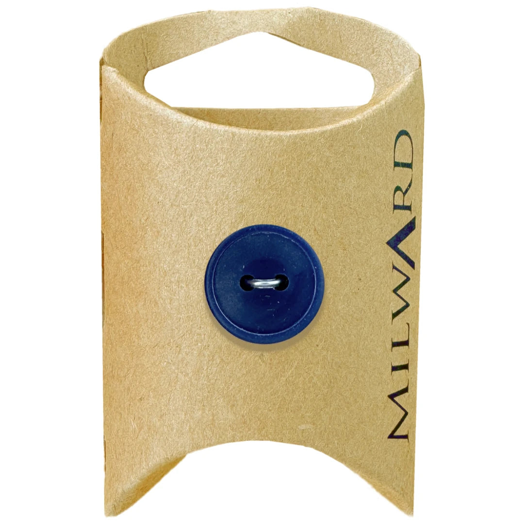 Milward Green Carded Navy 15mm (24L) Nylon 2-Hole Basic Button