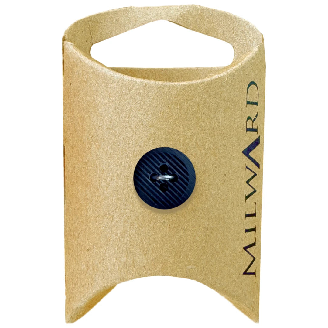 Milward Green Carded Black 14mm (22L) Nylon 4-Hole Striped Button