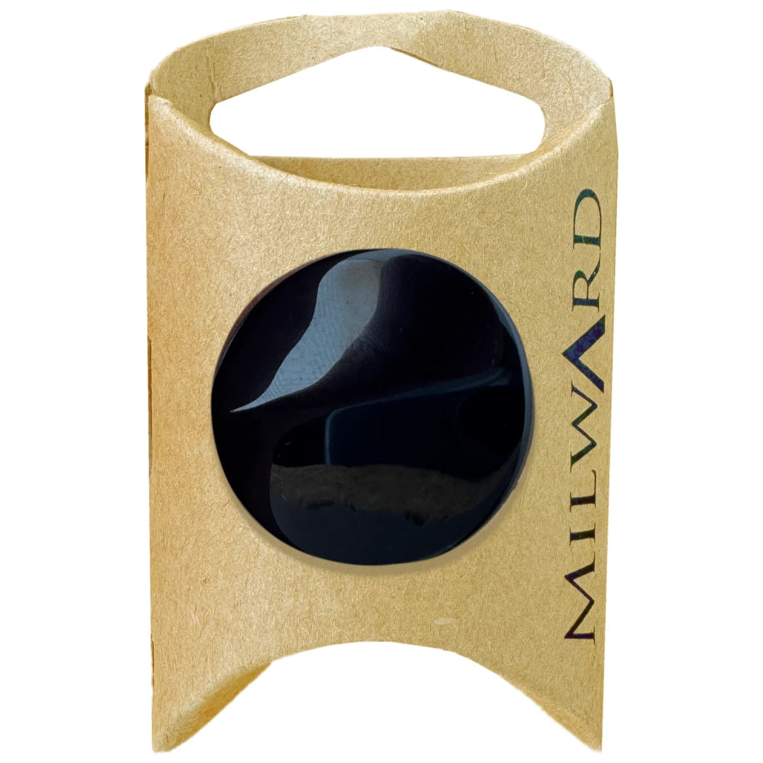 Milward Green Carded Black 30mm (48L) Nylon Shank 2-Sided Button