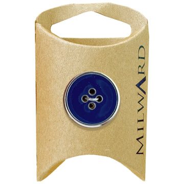 Milward Green Carded Navy 20mm (32L) Zinc Alloy 4-Hole Silver Rim Button