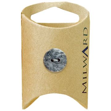 Milward Green Carded Black 15mm (24L) Polyester 2-Hole Marble Button