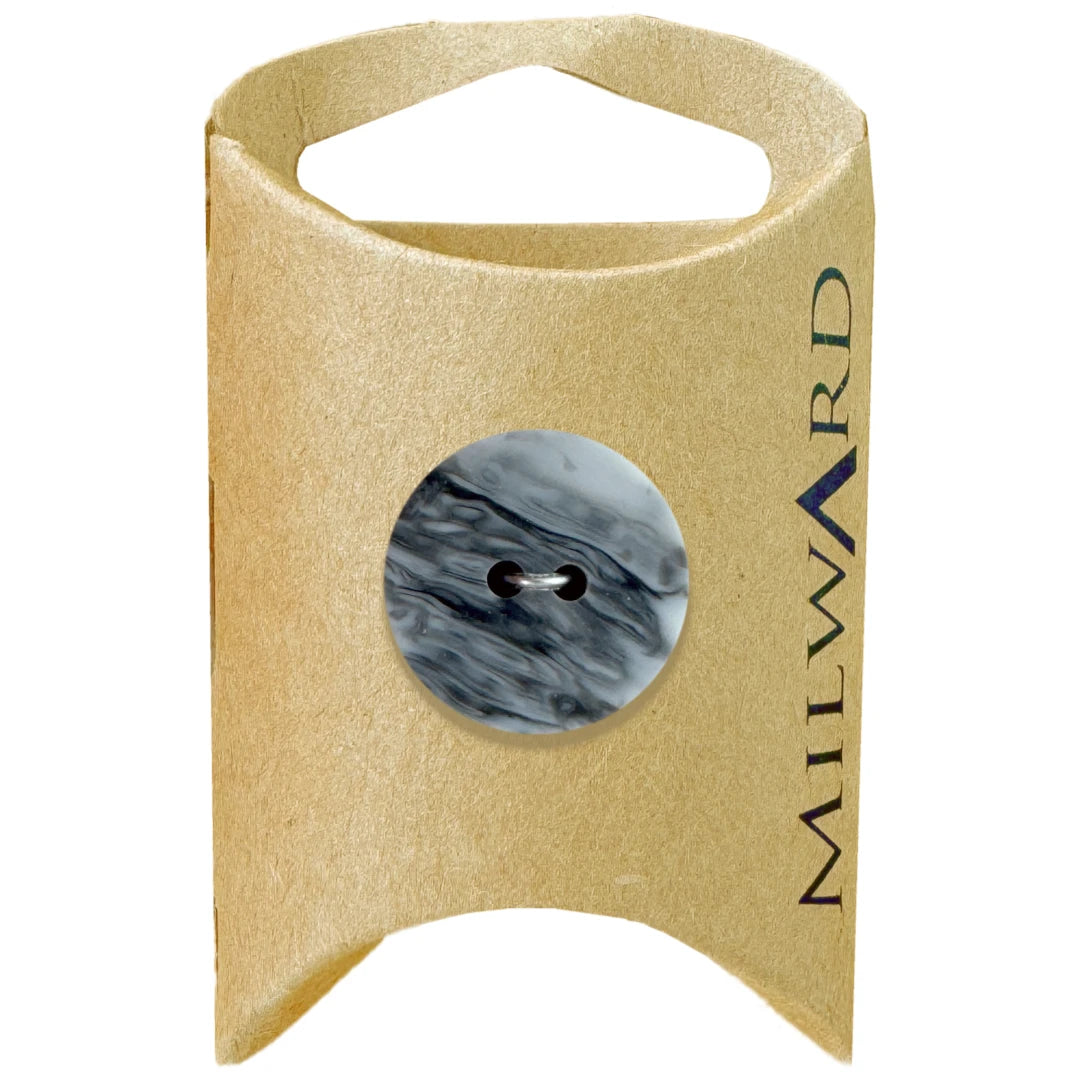 Milward Green Carded Black 20mm (32L) Polyester 2-Hole Marble Button