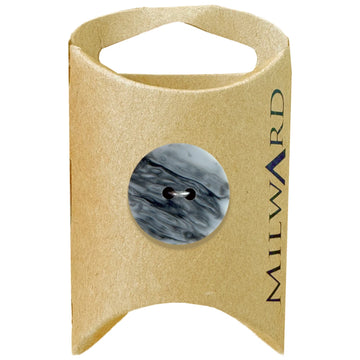 Milward Green Carded Black 20mm (32L) Polyester 2-Hole Marble Button