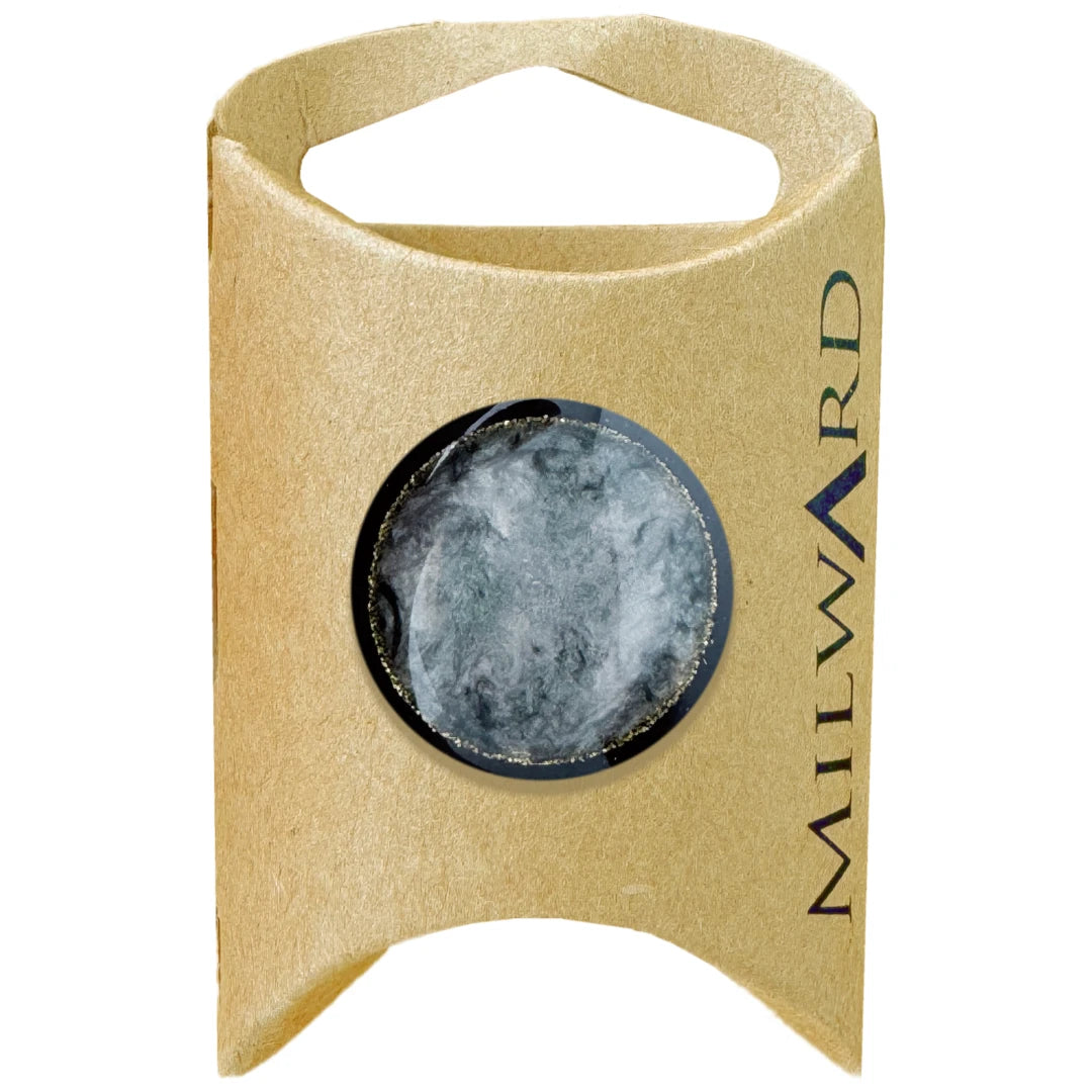 Milward Green Carded Black 25mm (40L) Polyester Shank Galaxy Button
