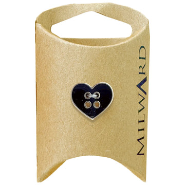 Milward Green Carded Black 16mm (26L) ABS 4-Hole Gold Rim Heart Button