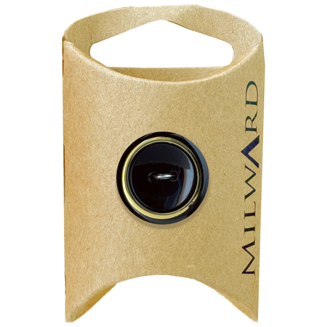 Milward Green Carded Black 20mm (32L) Acrylic 2-Hole Accent Rim Button