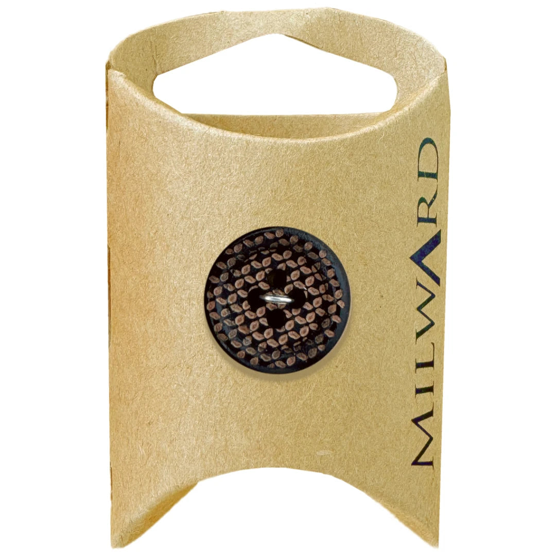 Milward Green Carded Black 18mm (28L) Acrylic 4-Hole Weave Pattern Button