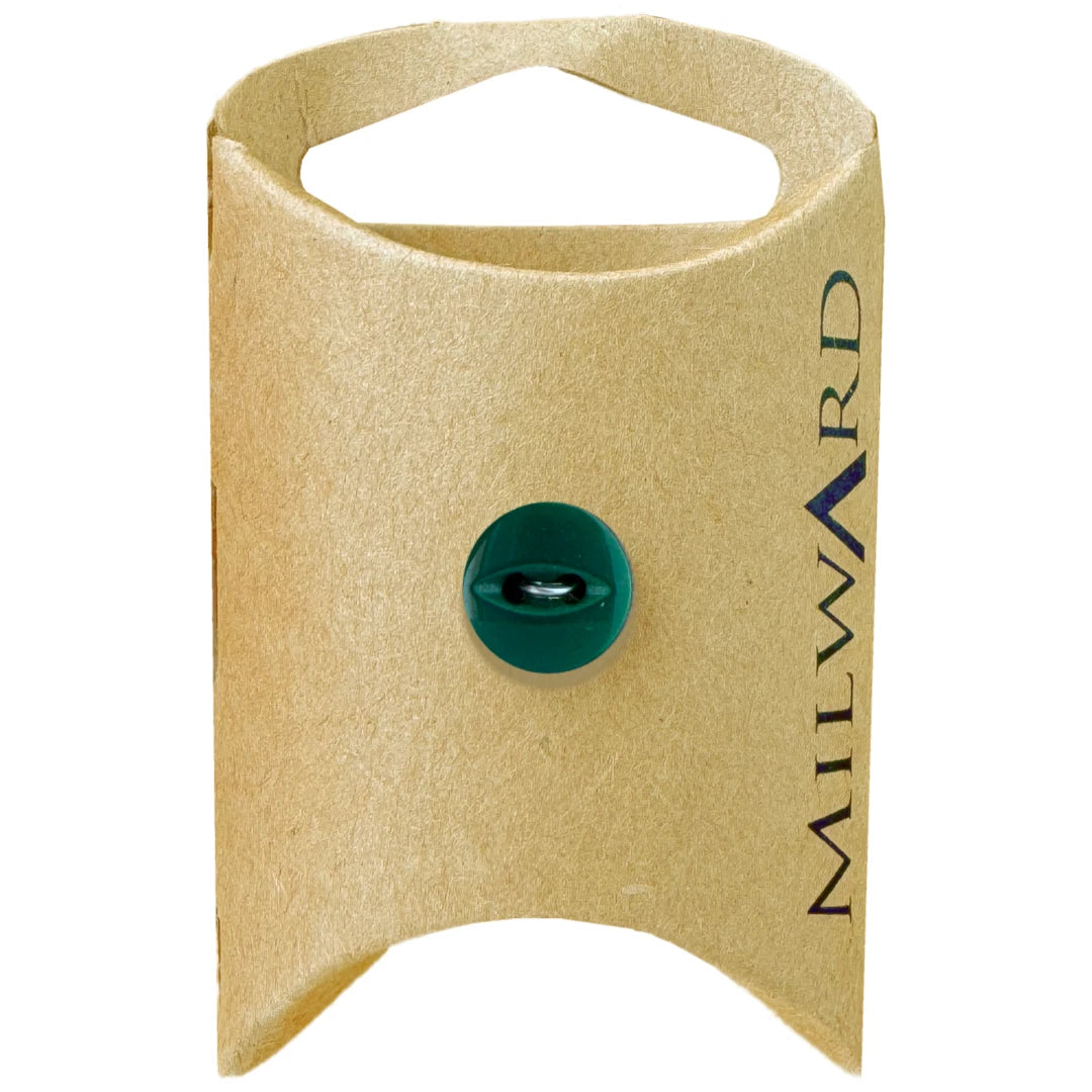 Milward Green Carded Emerald 11mm (18L) Polyester 2-Hole Fisheye Button