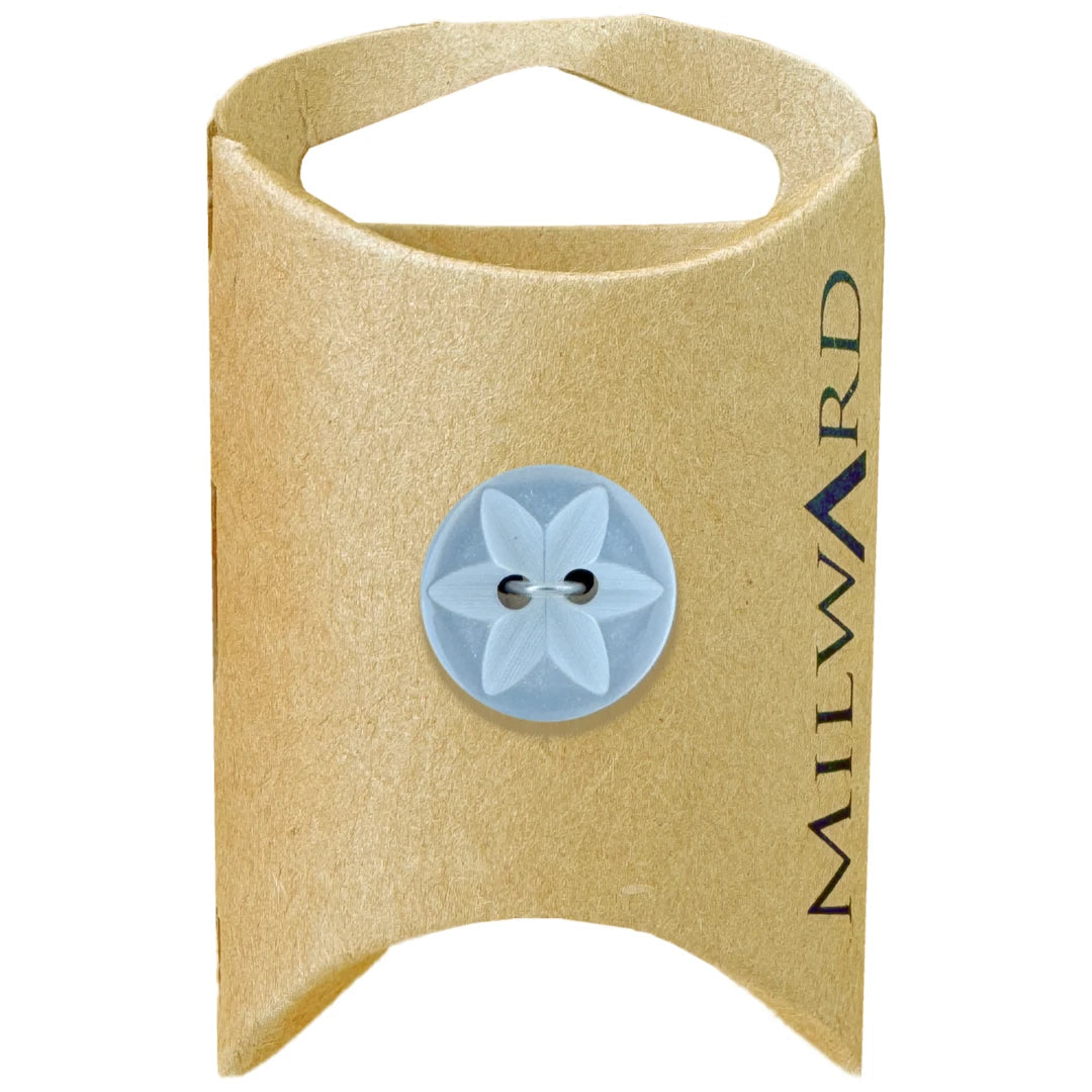 Milward Green Carded Baby Blue 16mm (26L) Polyester 2-Hole Star Button