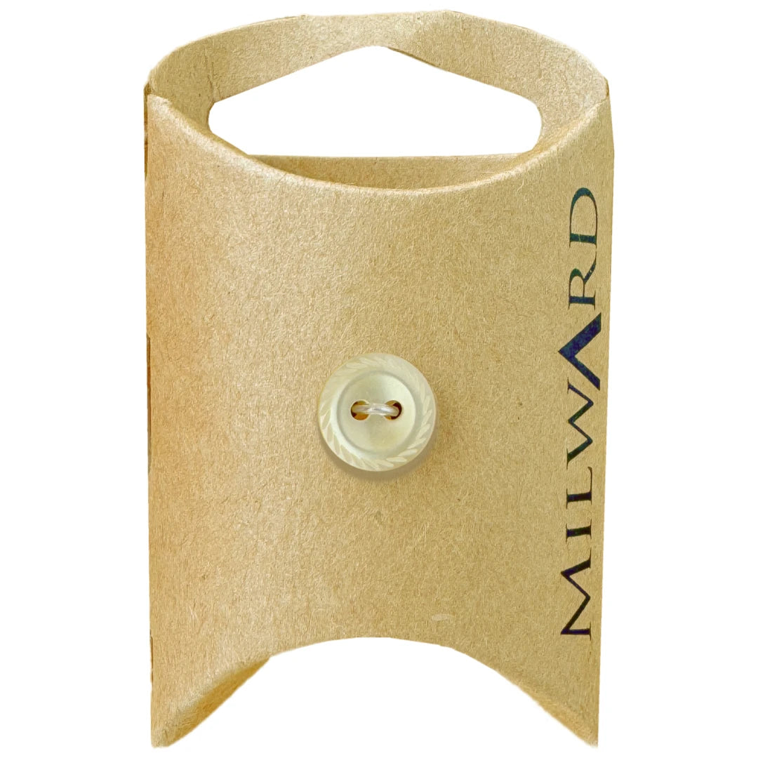 Milward Green Carded Yellow 11mm (18L) Polyester 2-Hole Rope Edge Button