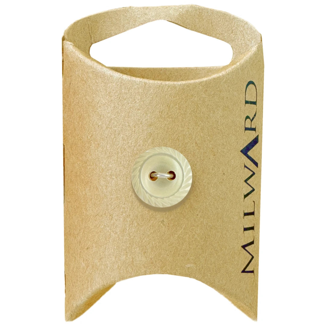 Milward Green Carded Yellow 14mm (22L) Polyester 2-Hole Rope Edge Button