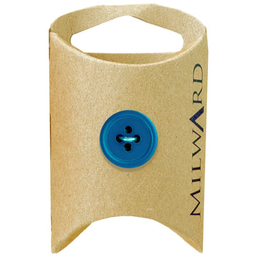 Milward Green Carded Mid-Blue 15mm (24L) Polyester 4-Hole Round Button
