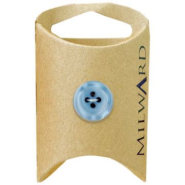 Milward Green Carded Blue 15mm (24L) Polyester 4-Hole Shiny Button