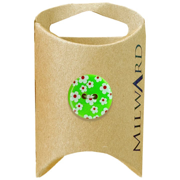 Milward Green Carded Green 18mm (28L) Nylon 2-Hole Neon Floral Button