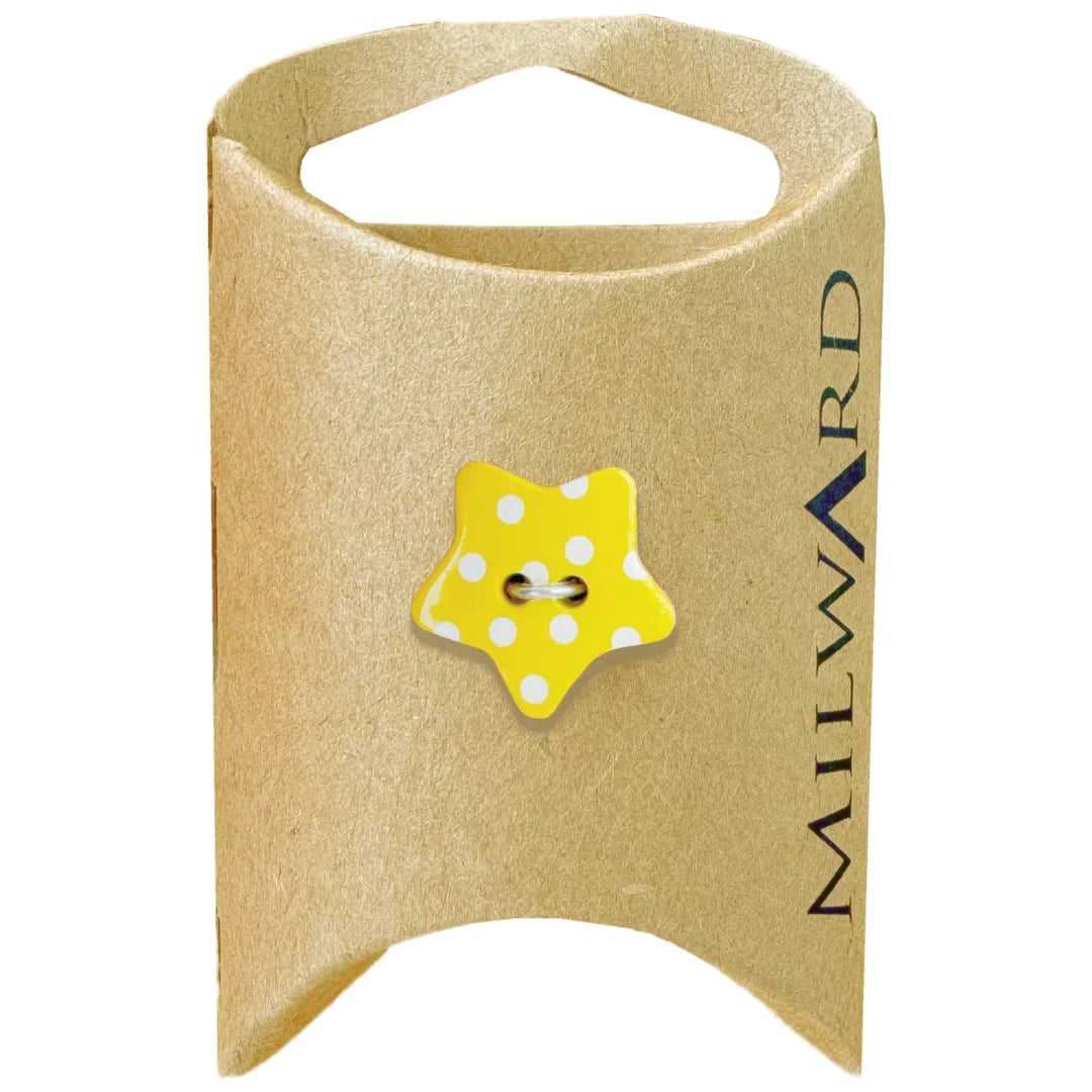 Milward Green Carded Yellow 18mm (28L) Nylon 2-Hole Star Dot Button