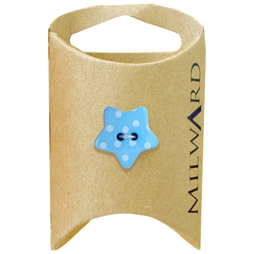 Milward Green Carded Blue 18mm (28L) Nylon 2-Hole Star Dot Button