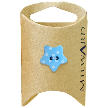 Milward Green Carded Blue 18mm (28L) Nylon 2-Hole Star Dot Button