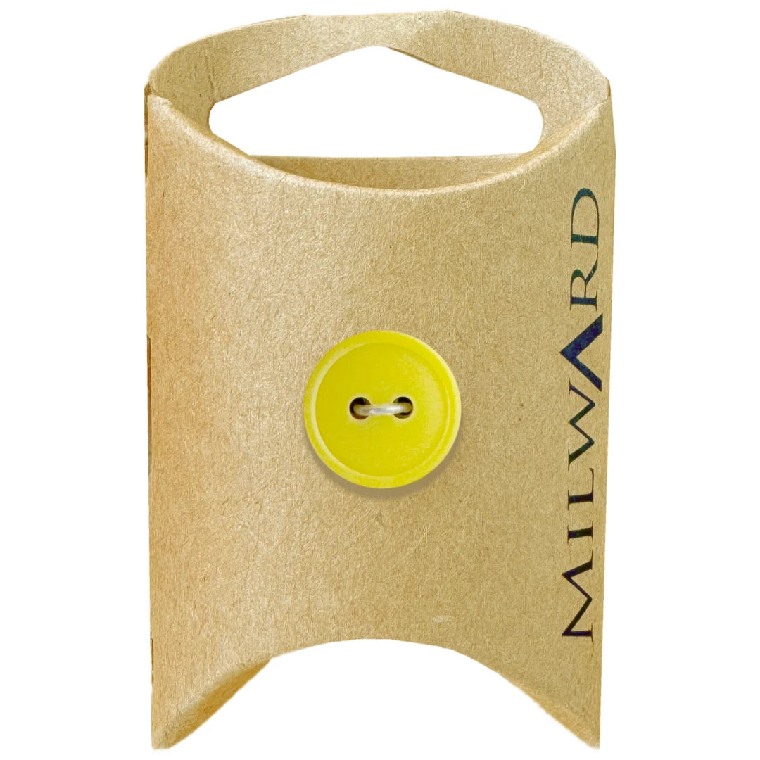 Milward Green Carded Yellow 15mm (24L) Nylon 2-Hole Basic Button