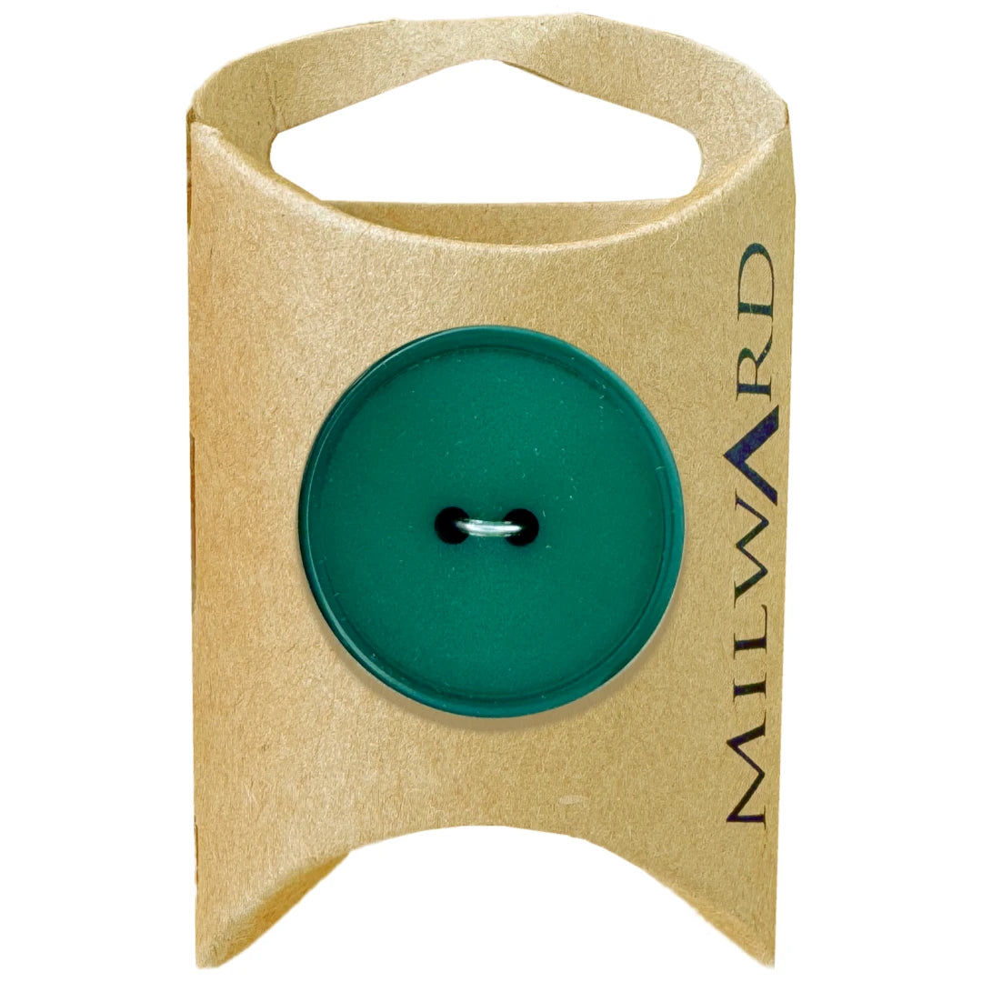 Milward Green Carded Dark Green 27mm (44L) Nylon 2-Hole Basic Button