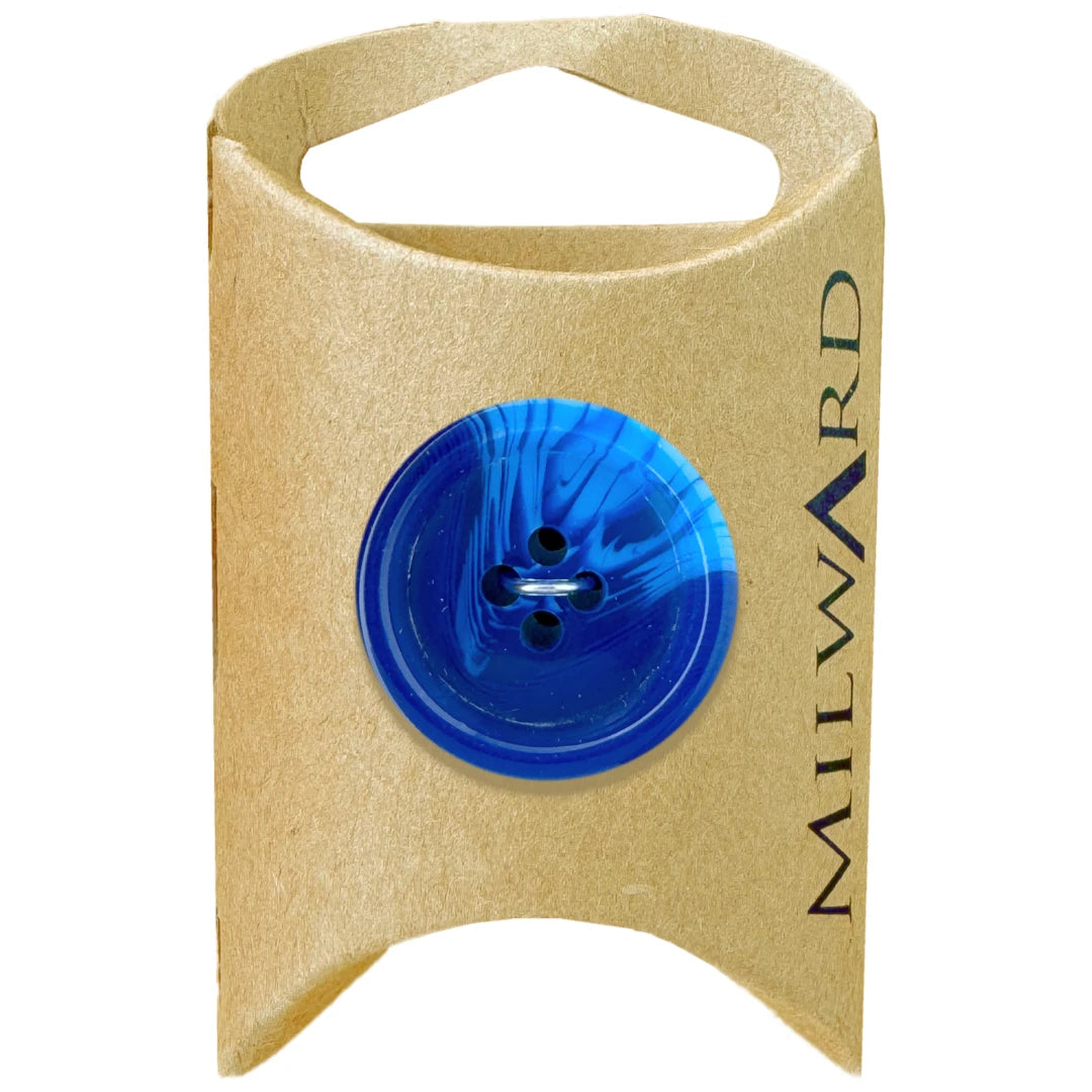 Milward Green Carded Royal Blue 25mm (40L) Nylon 4-Hole Swirly Edge Button