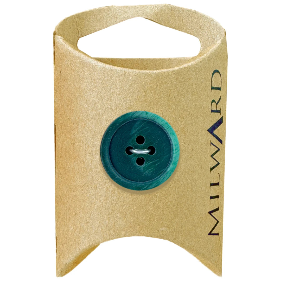 Milward Green Carded Emerald 20mm (32L) Polyester 4-Hole Marble Rim Button
