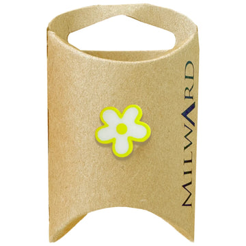Milward Green Carded Yellow 15mm (24L) Polyester Shank Flower Button