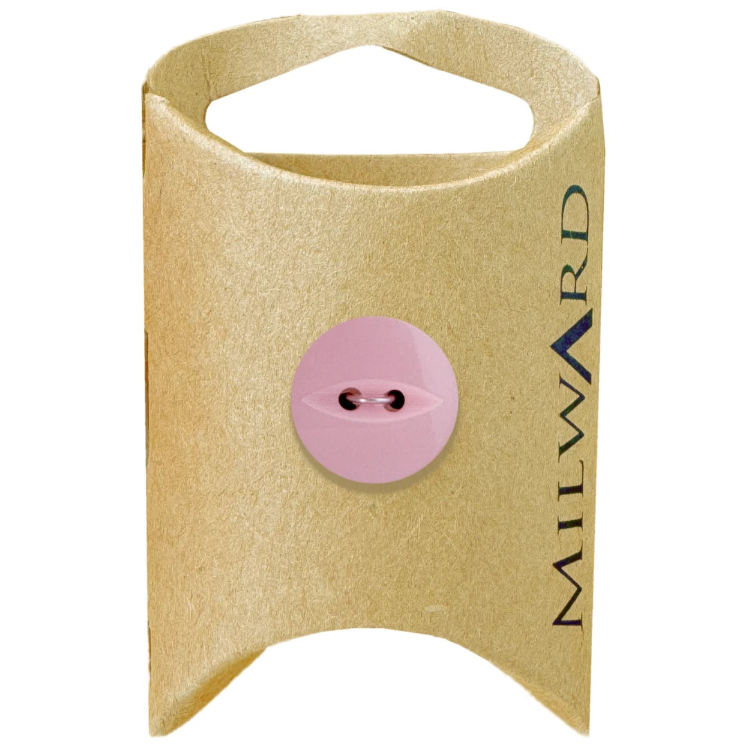 Milward Green Carded Pink 16mm (26L) Polyester 2-Hole Fisheye Button
