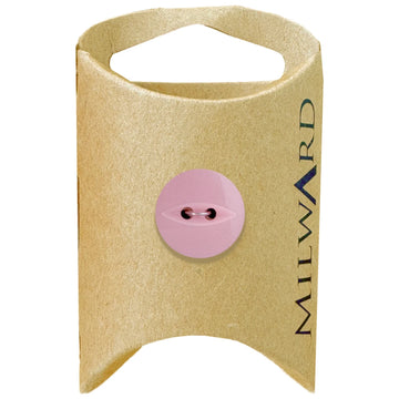 Milward Green Carded Pink 16mm (26L) Polyester 2-Hole Fisheye Button