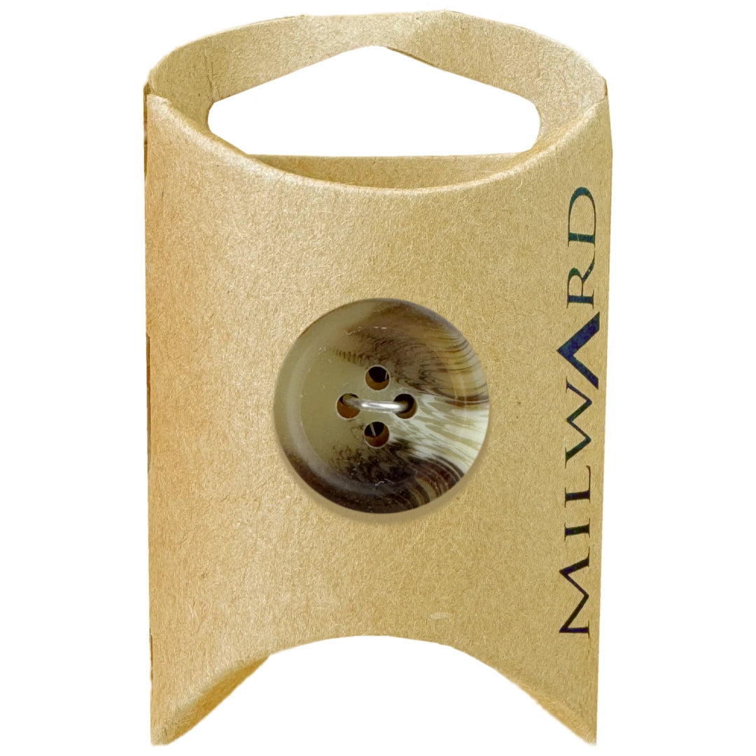 Milward Green Carded Cream 20mm (32L) Polyester 4-Hole Variegated Button