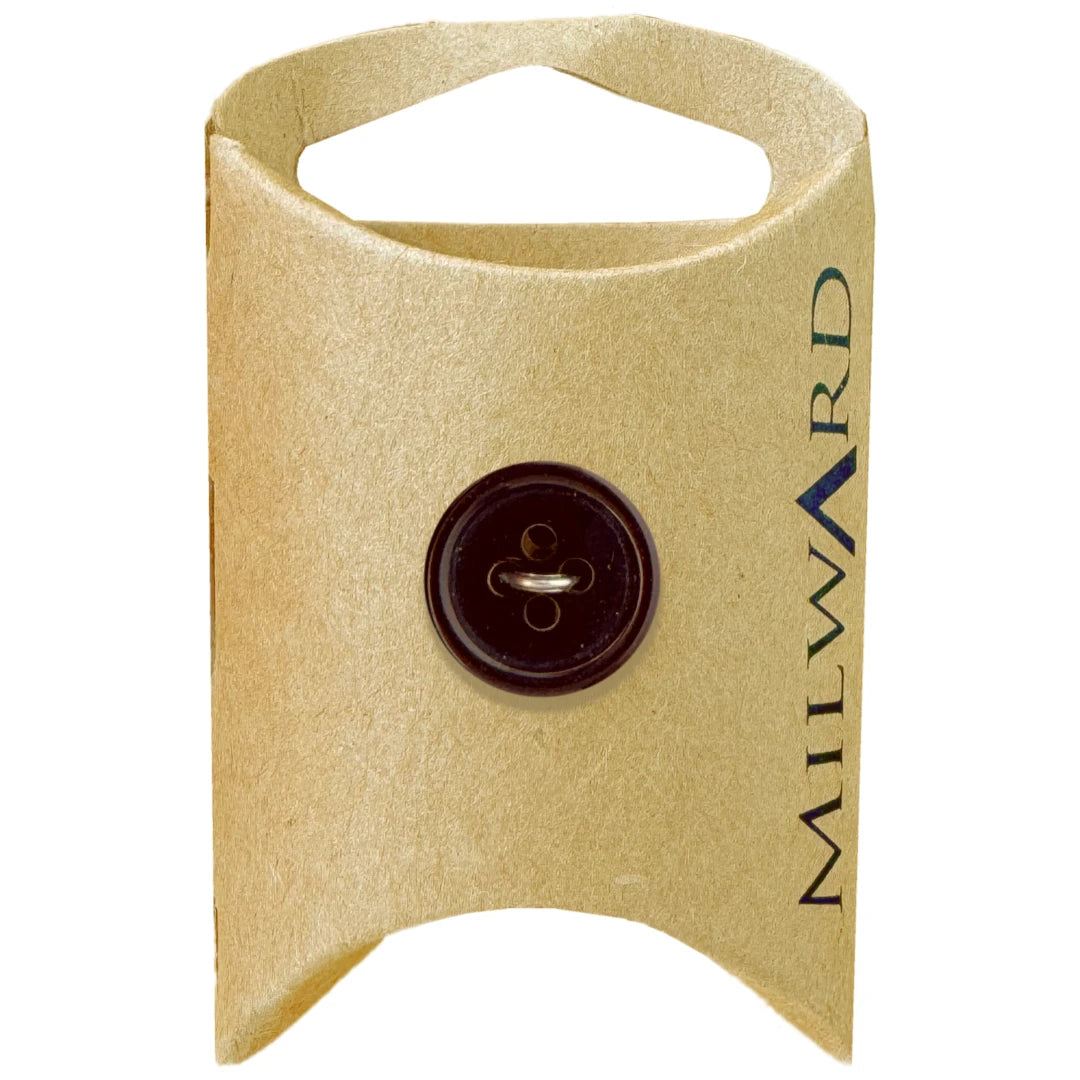 Milward Green Carded Brown 15mm (24L) Polyester 4-Hole Simple Button