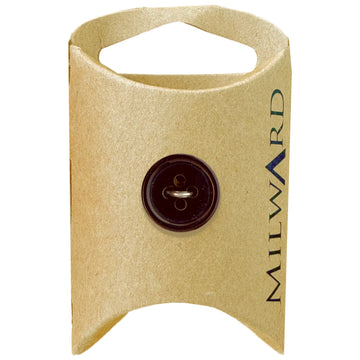 Milward Green Carded Brown 15mm (24L) Polyester 4-Hole Simple Button