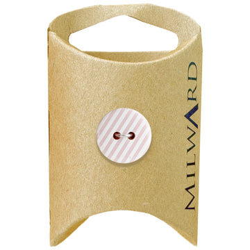 Milward Green Carded Pink 15mm (24L) Polyester 2-Hole Striped Button
