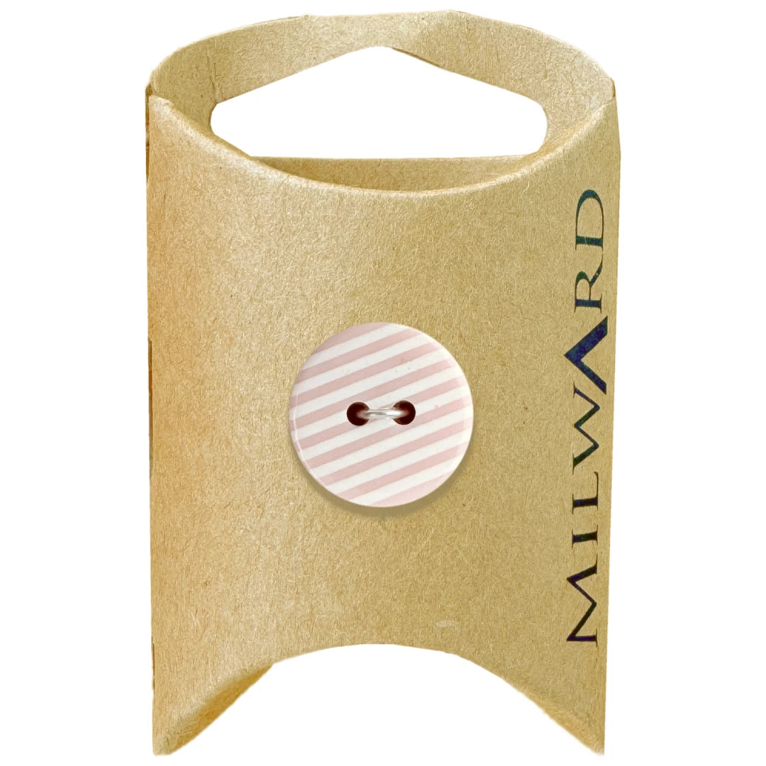 Milward Green Carded Pink 18mm (28L) Polyester 2-Hole Striped Button