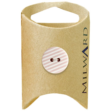 Milward Green Carded Pink 18mm (28L) Polyester 2-Hole Striped Button
