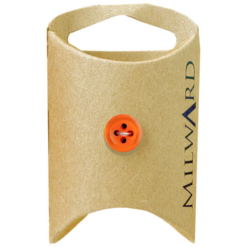 Milward Green Carded Orange 11mm (18L) Polyester 4-Hole Shiny Button