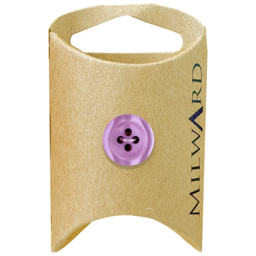 Milward Green Carded Lilac 15mm (24L) Polyester 4-Hole Shiny Button