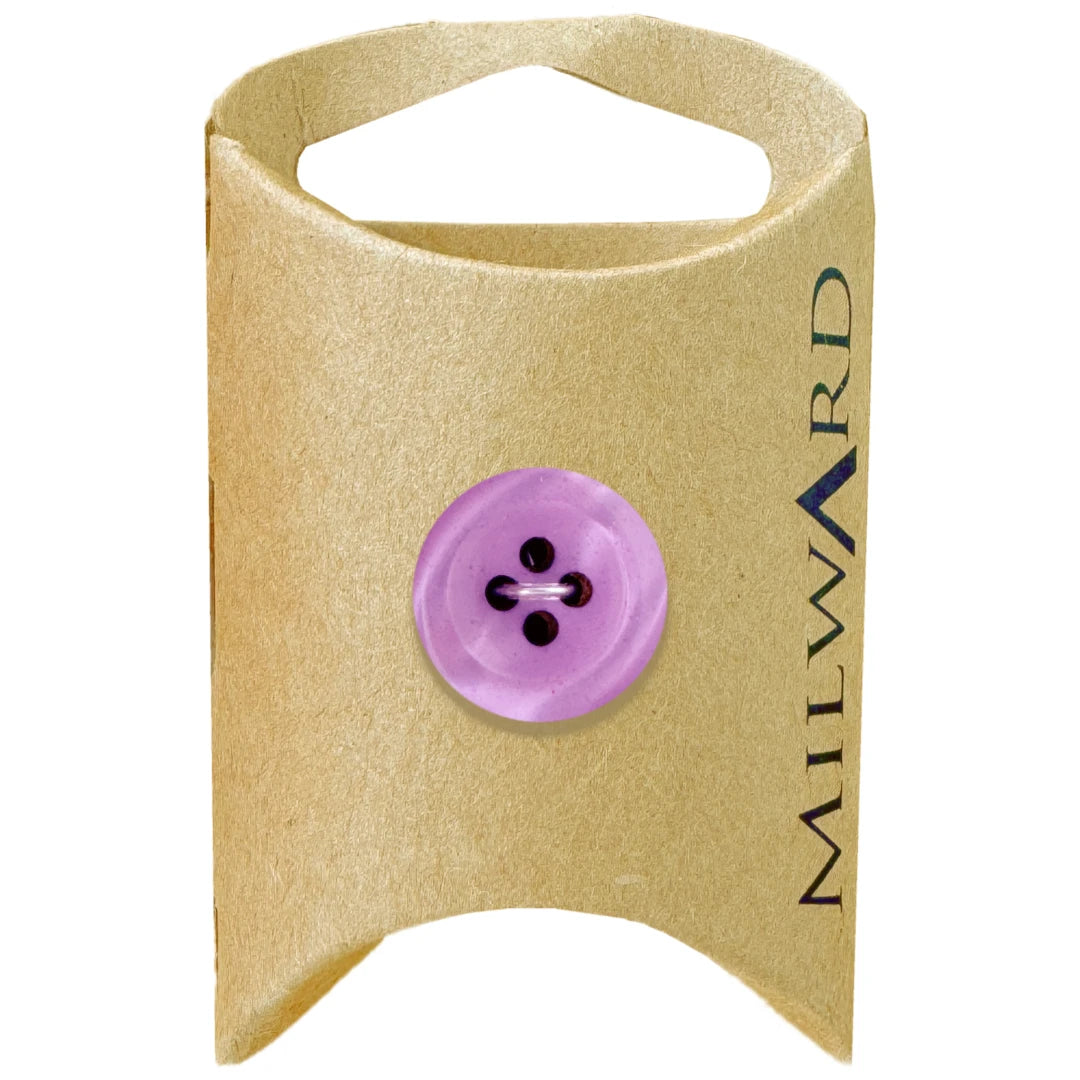 Milward Green Carded Lilac 18mm (28L) Polyester 4-Hole Shiny Button
