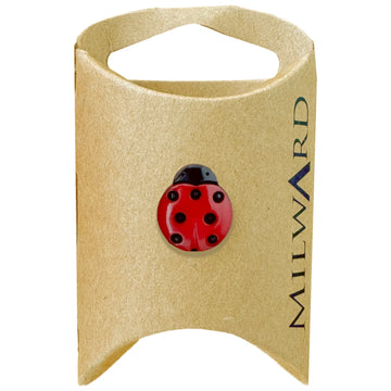 Milward Green Carded Red 15mm (24L) Nylon Shank Lady Bug Button