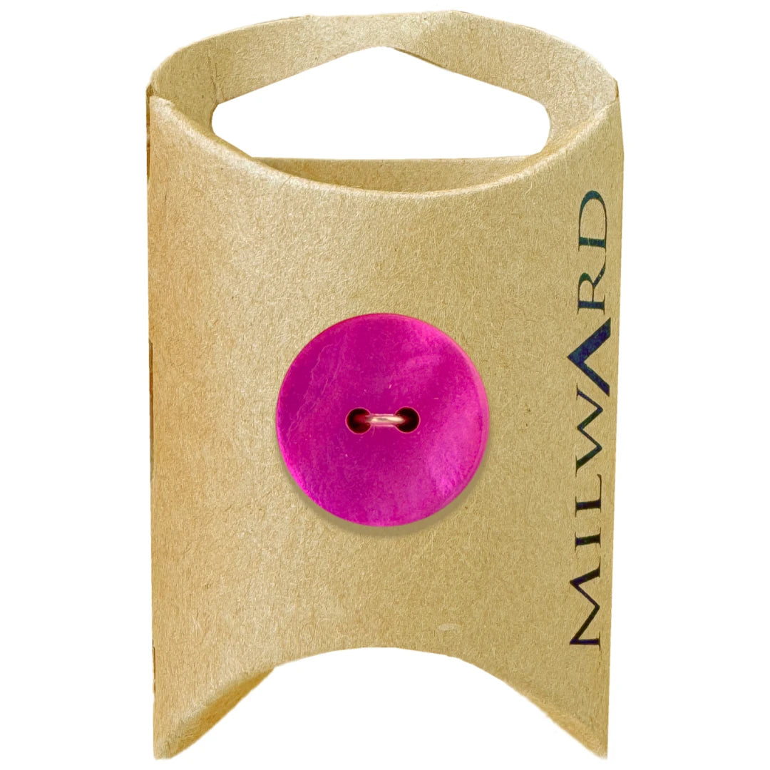 Milward Green Carded Fuchsia 20mm (32L) Shell 2-Hole Round Button