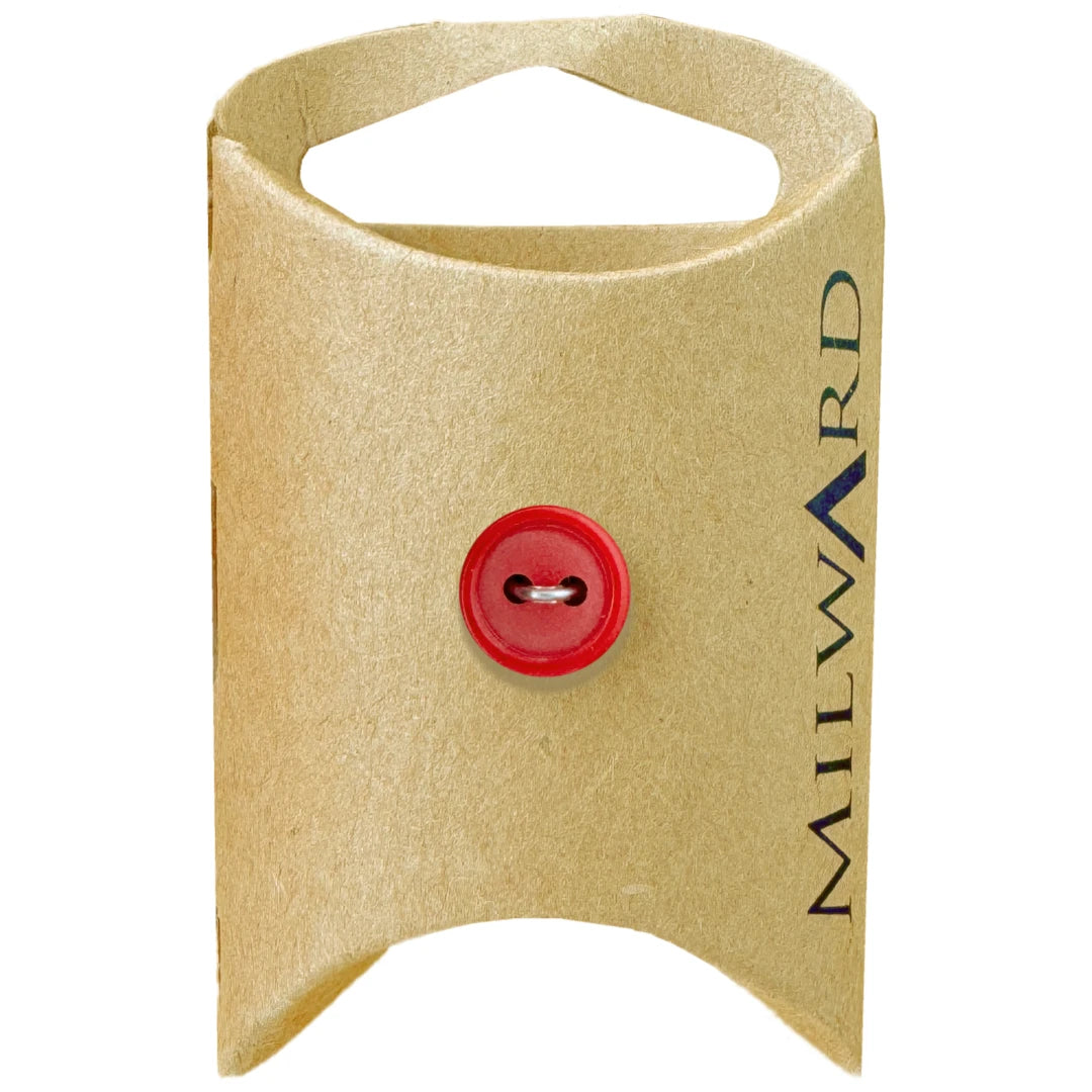 Milward Green Carded Red 11mm (18L) Nylon 2-Hole Basic Button