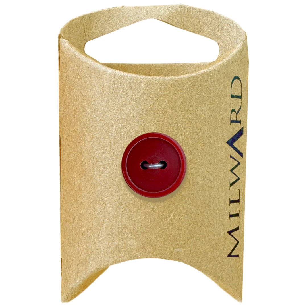 Milward Green Carded Dark Red 15mm (24L) Nylon 2-Hole Basic Button