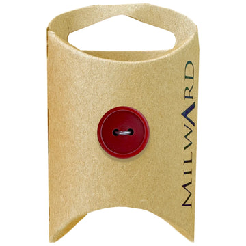 Milward Green Carded Dark Red 15mm (24L) Nylon 2-Hole Basic Button