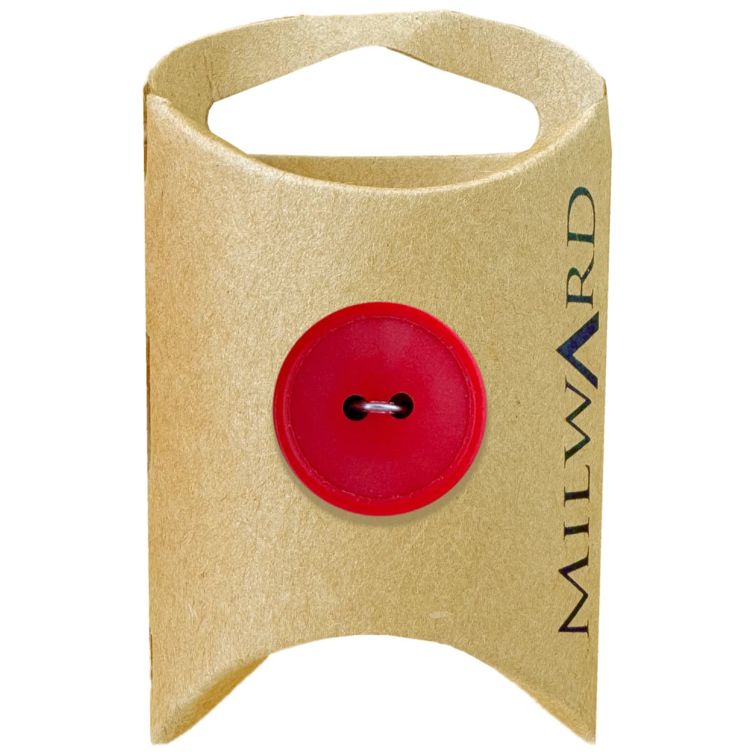Milward Green Carded Red 20mm (32L) Nylon 2-Hole Basic Button