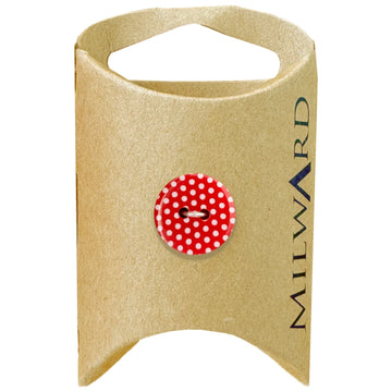 Milward Green Carded Red 15mm (24L) Nylon 2-Hole Polka Dot Button