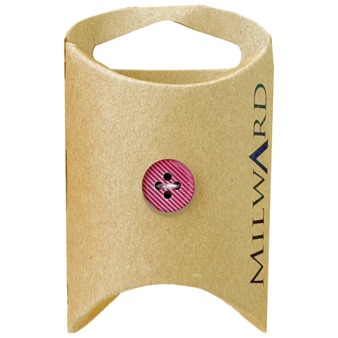 Milward Green Carded Dark Red 11mm (18L) Nylon 4-Hole Striped Button