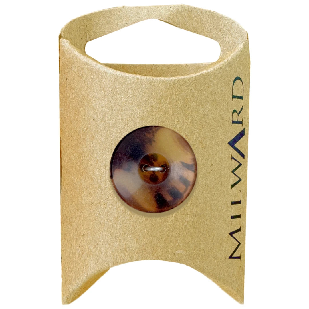 Milward Green Carded Brown 20mm (32L) Polyester 4-Hole Tortoise Shell Button