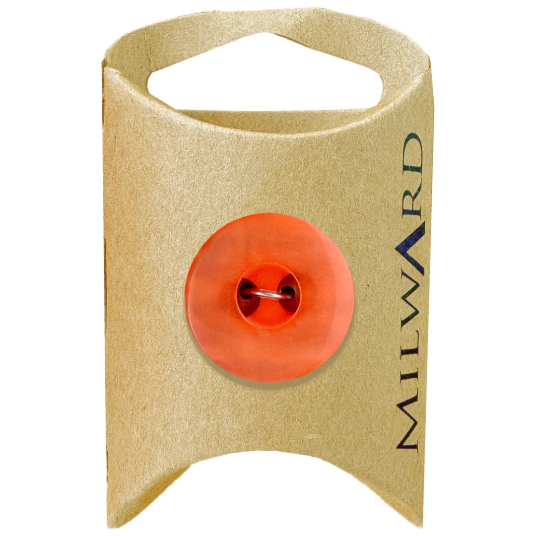 Milward Green Carded Orange 21mm (34L) Polyester 2-Hole Pearlised Button