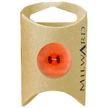Milward Green Carded Orange 21mm (34L) Polyester 2-Hole Pearlised Button